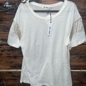Ladies size medium white shirt with rhinestones!